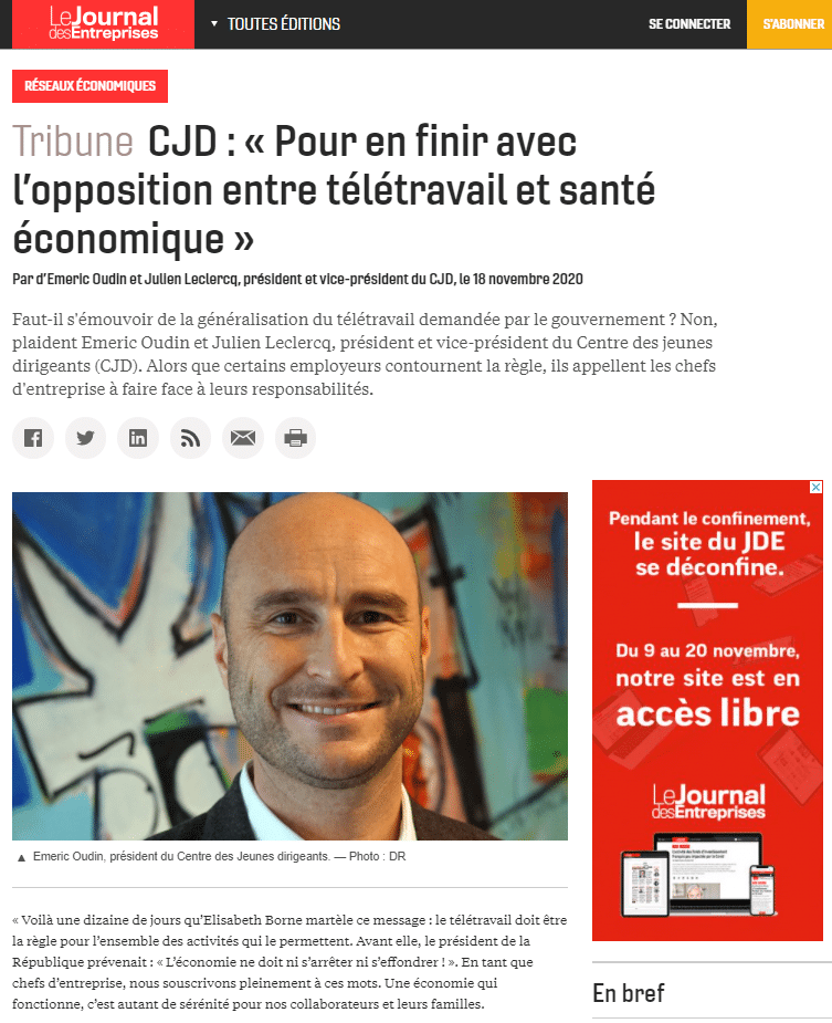 Parution le journal des entreprise
